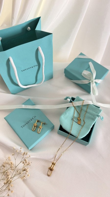 طقم  TIFFANY / ( سنسال + حلق  ) شامل العلبة الأصلية والملحقات